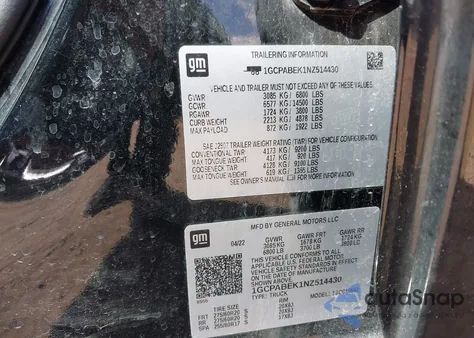 2022 Chevrolet Silverado 1500 from USA, damaged, VIN 1GCPABEK1NZ514430